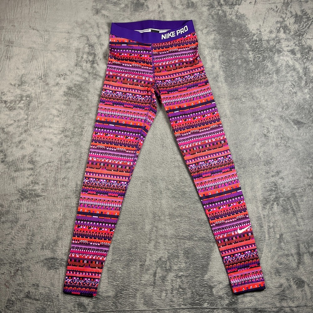 Nike Pro Dri Fit Training Tights Womens Small Multicolor Geometric Yoga Athletic